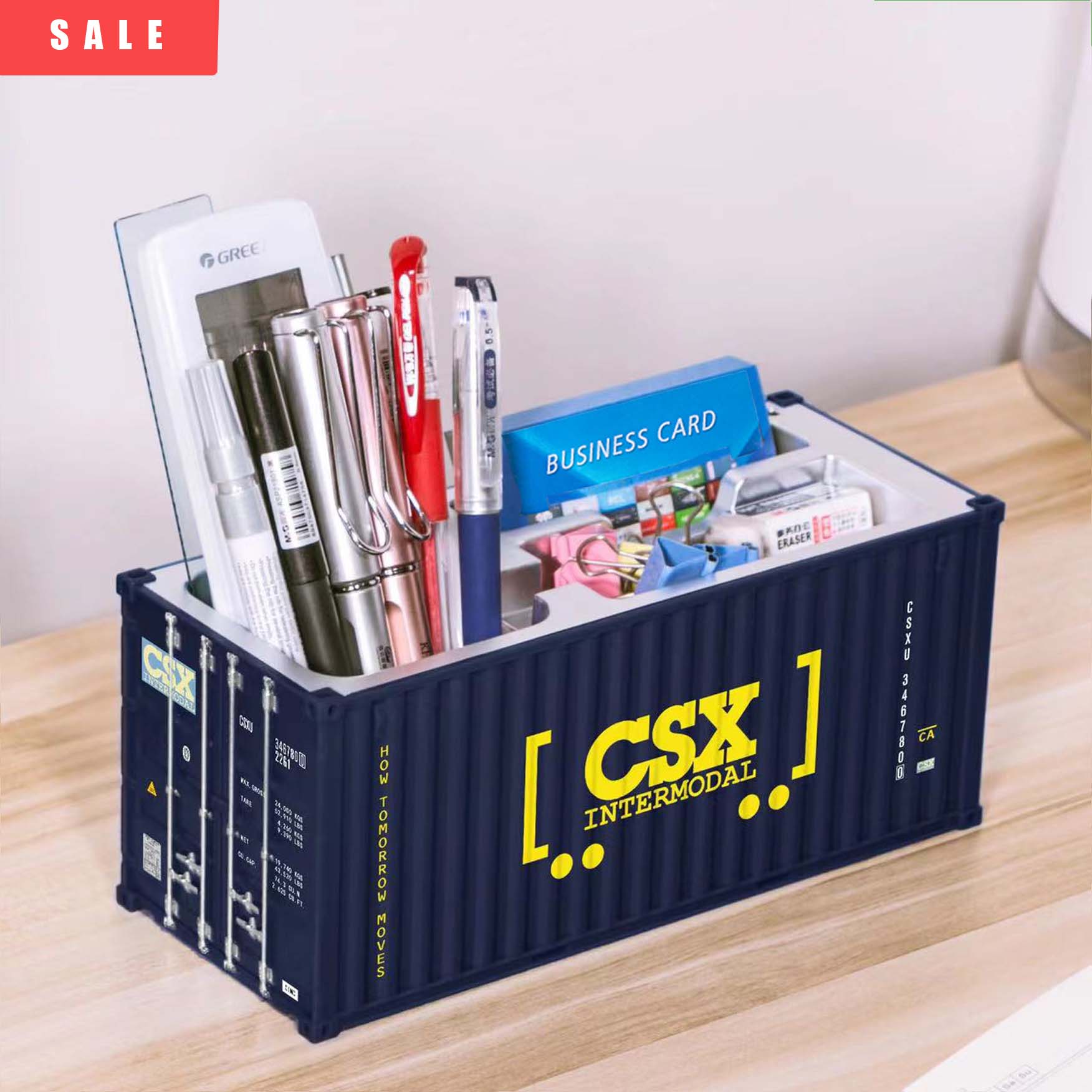 Banboring Dark Blue-3 Shipping Container Box Model Pen Holder
