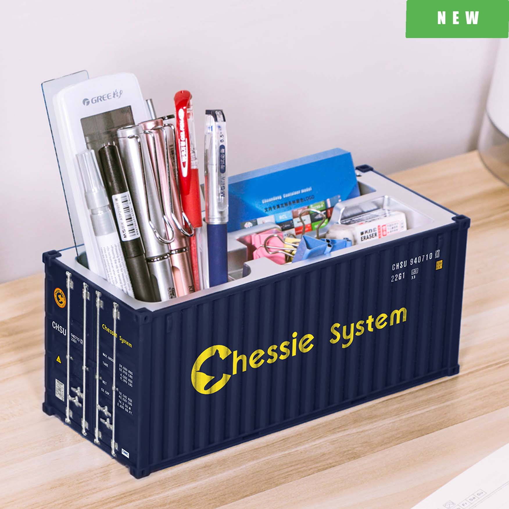 Banboring Dark Blue-4 Shipping Container Box Model Pen Holder