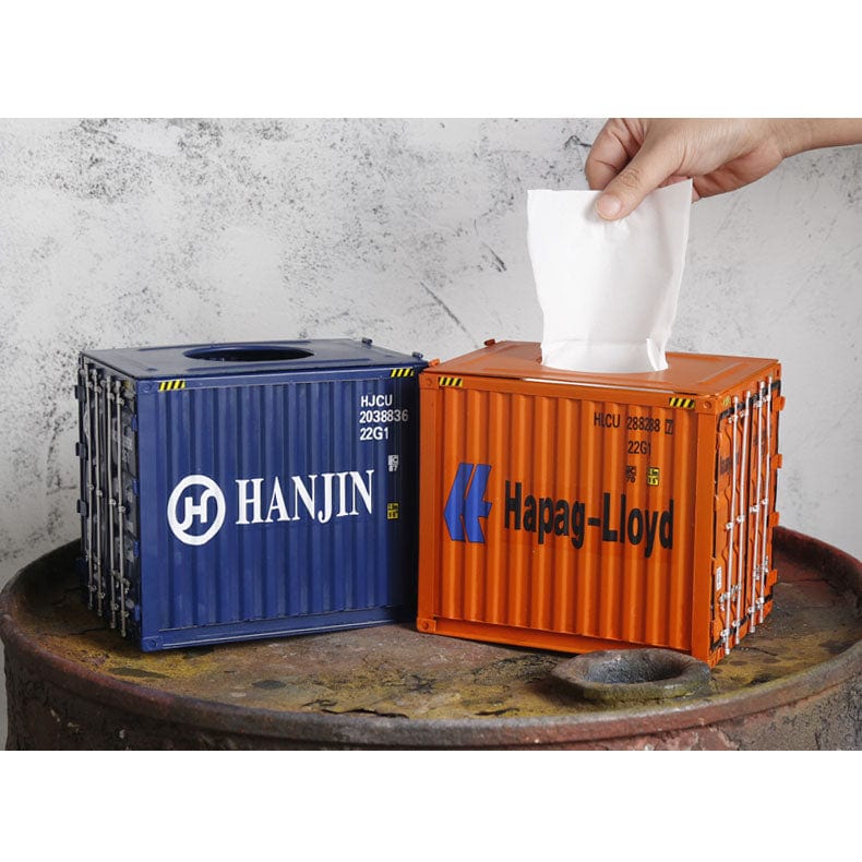 Banboring Iron Intermodal Container Model Tissue Box-Square