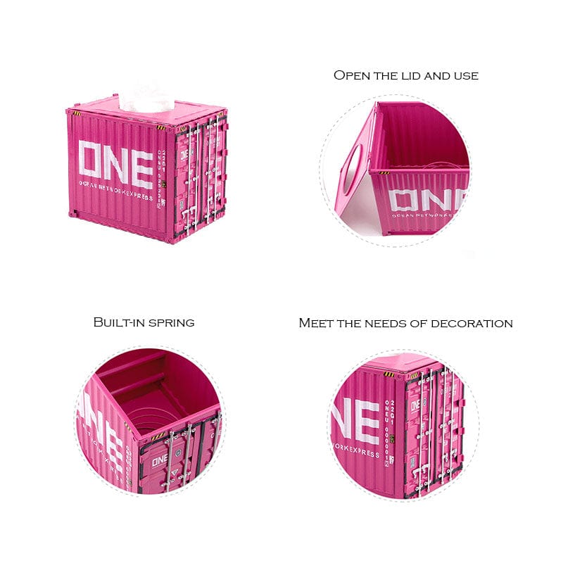 Banboring Iron Intermodal Container Model Tissue Box-Square