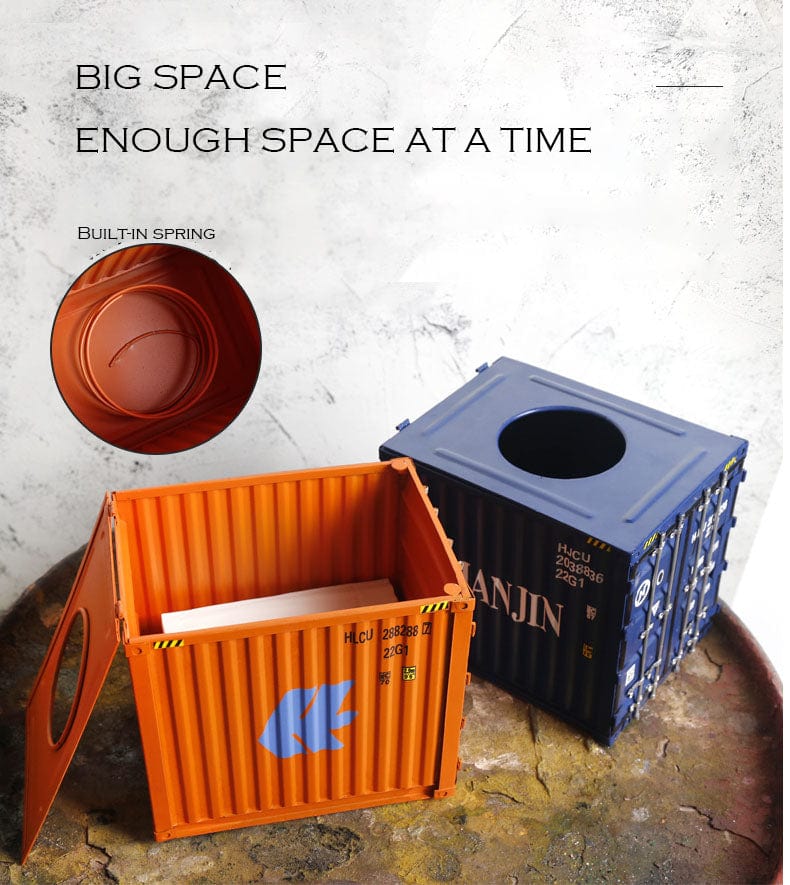 Banboring Iron Intermodal Container Model Tissue Box-Square