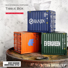Banboring Iron Intermodal Container Model Tissue Box-Square