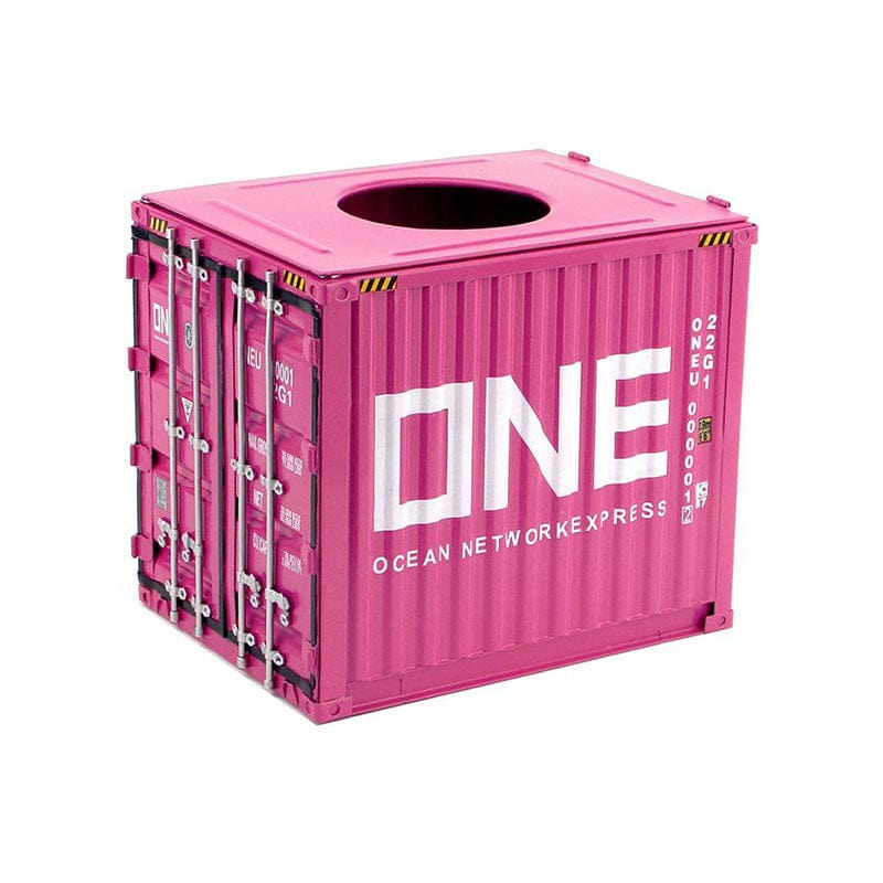 Banboring Pink Iron Intermodal Container Model Tissue Box-Square