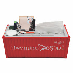Banboring Red Shipping Container Organizer&Tissue Box 1:20