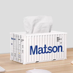 Banboring White-3 Shipping Container Model Tissue Box