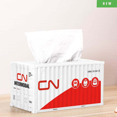 Banboring White-7 Shipping Container Model Tissue Box