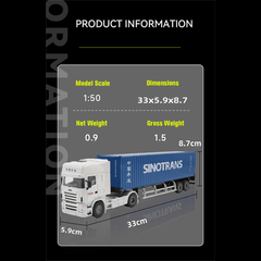 Patoak Alloy Simulation Container Model Truck 1:50-White Truck Cab