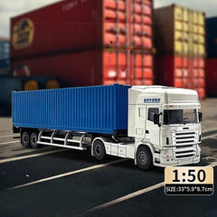Patoak Blue Custom Alloy Simulation Container Model Truck 1:50-White Truck Cab