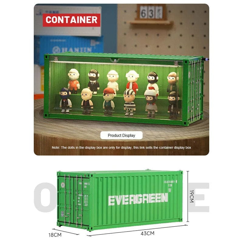 Patoak Light Green Shipping Container Model Lighting Display Box