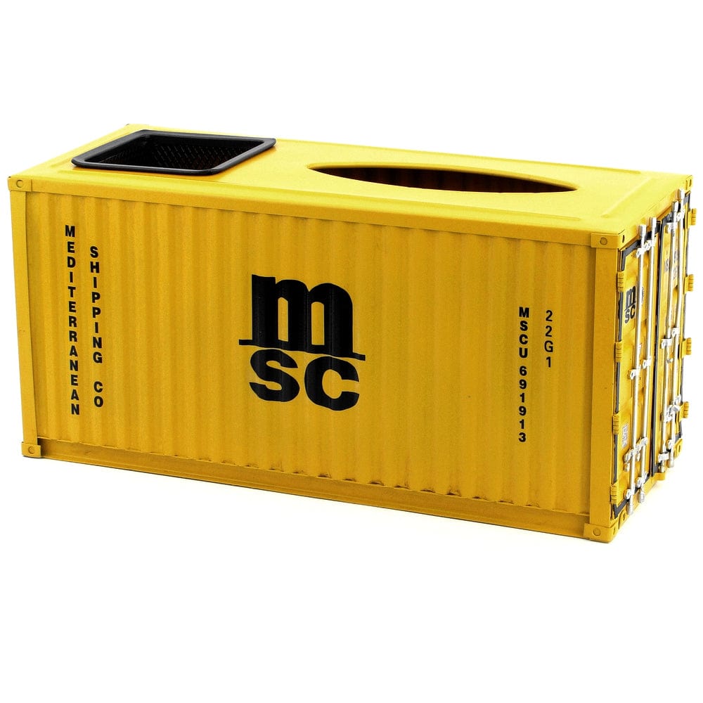 Patoak Penholder-Yellow Iron Shipping Container Model Tissue Box 1:20