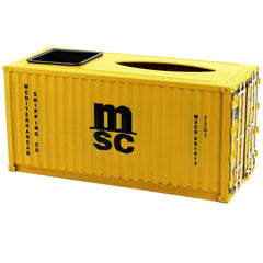 Patoak Penholder-Yellow Iron Shipping Container Model Tissue Box 1:20