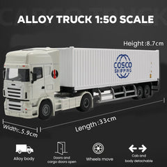 Patoak White-1 Alloy Simulation Container Model Truck 1:50-White Truck Cab