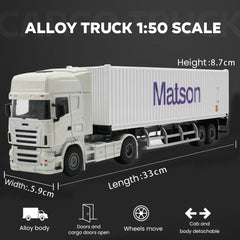 Patoak White-2 Alloy Simulation Container Model Truck 1:50-White Truck Cab