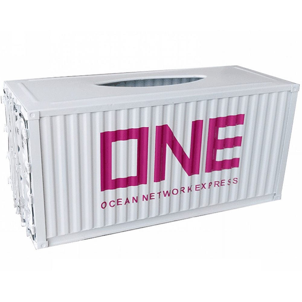 Patoak White Iron Shipping Container Model Tissue Box 1:20