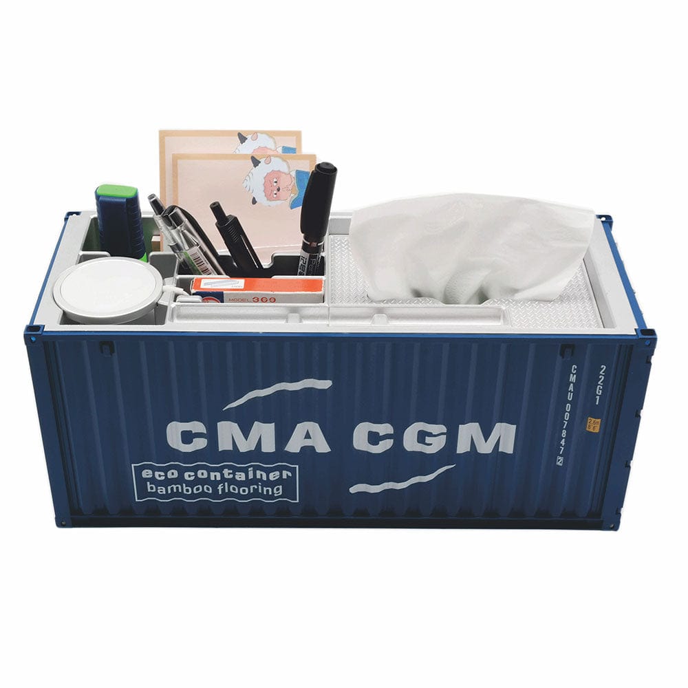 Banboring Dark Blue Shipping Container Organizer&Tissue Box 1:20