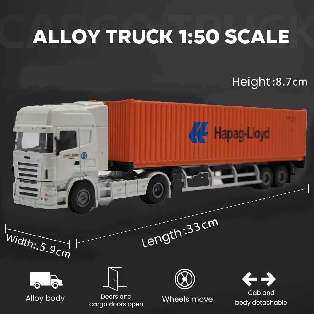Patoak Alloy Simulation Container Model Truck 1:50-White Truck Cab