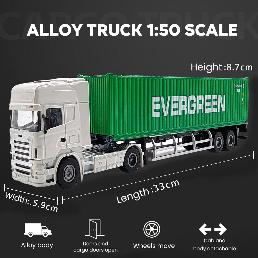 Patoak Alloy Simulation Container Model Truck 1:50-White Truck Cab