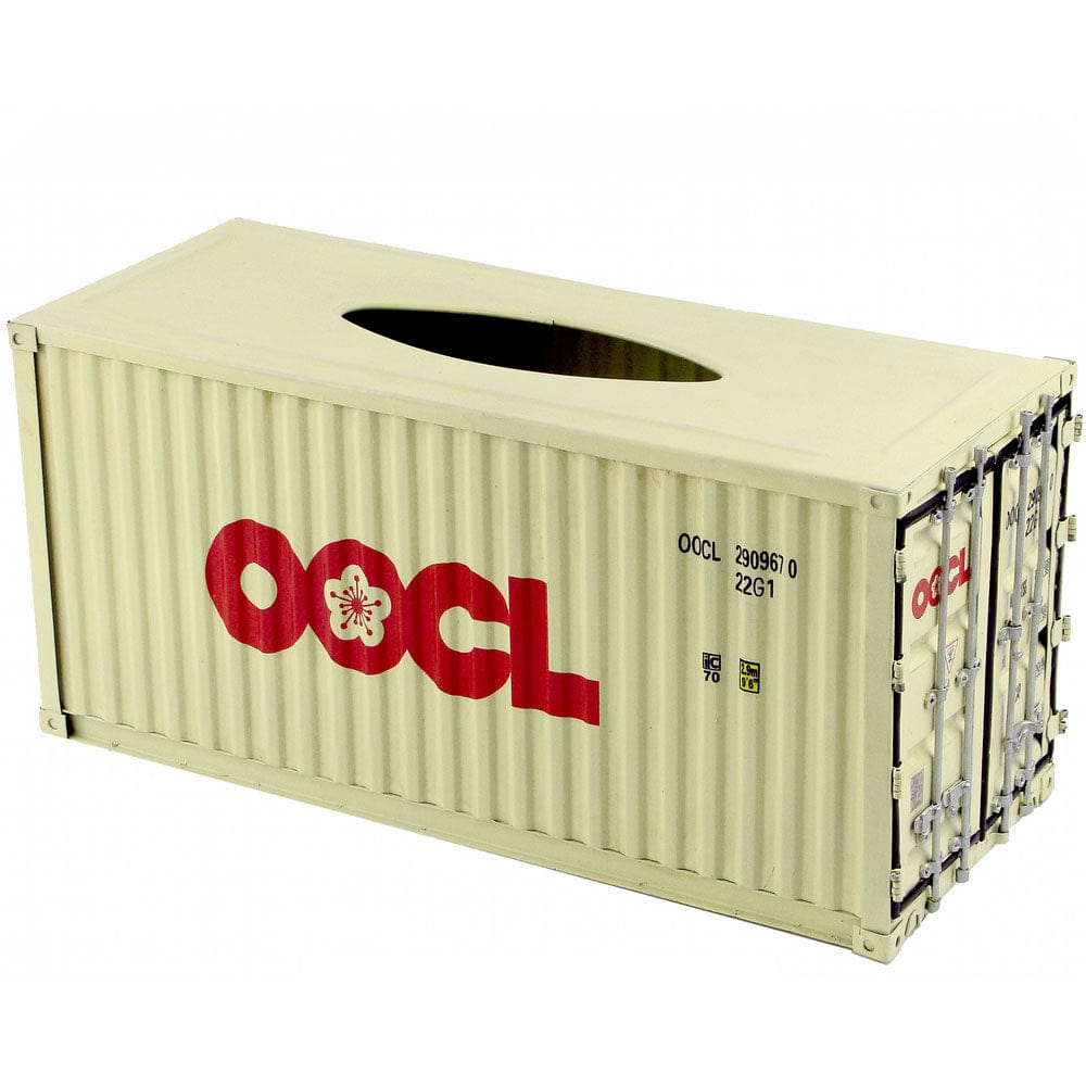 Patoak creamy-white Iron Shipping Container Model Tissue Box 1：20