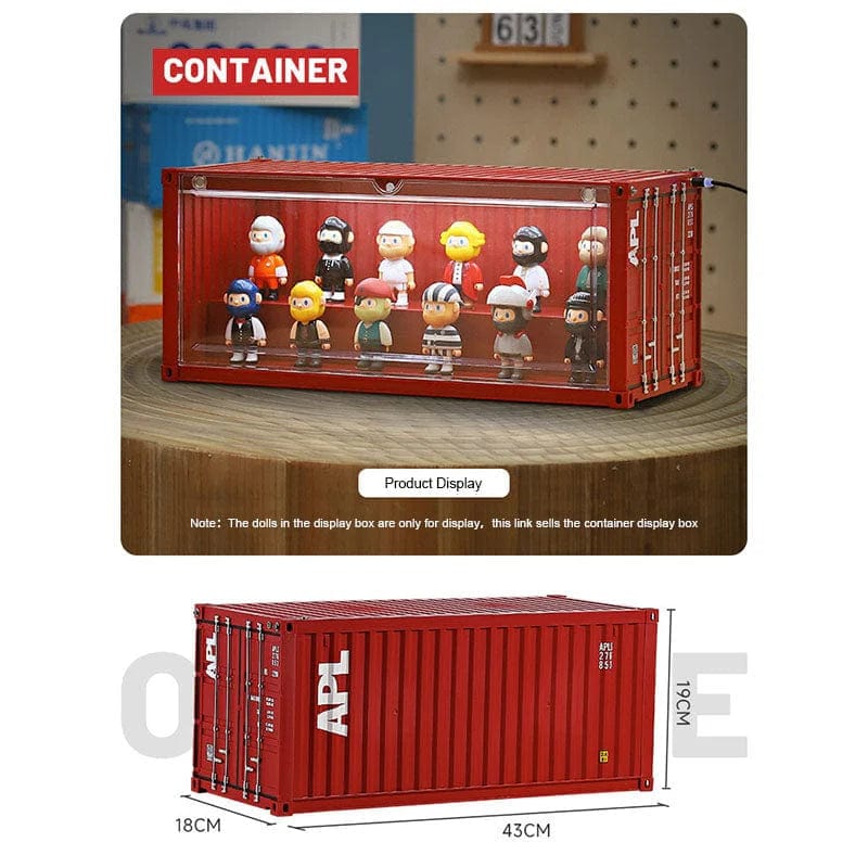 Patoak Dark Red Shipping Container Model Lighting Display Box