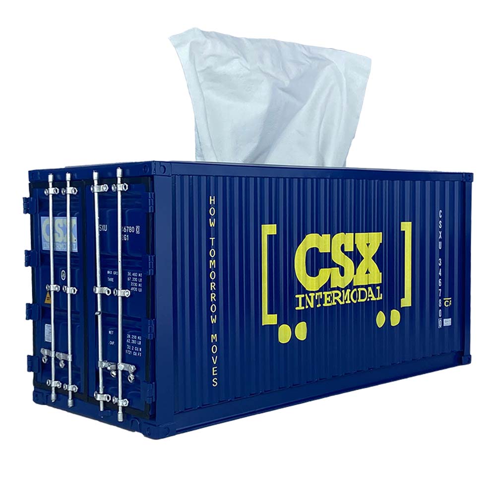 Patoak Drak Blue-3 Iron Shipping Container Model Tissue Box 1：20