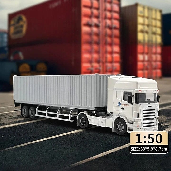 Patoak Grey Custom Alloy Simulation Container Model Truck 1:50-White Truck Cab