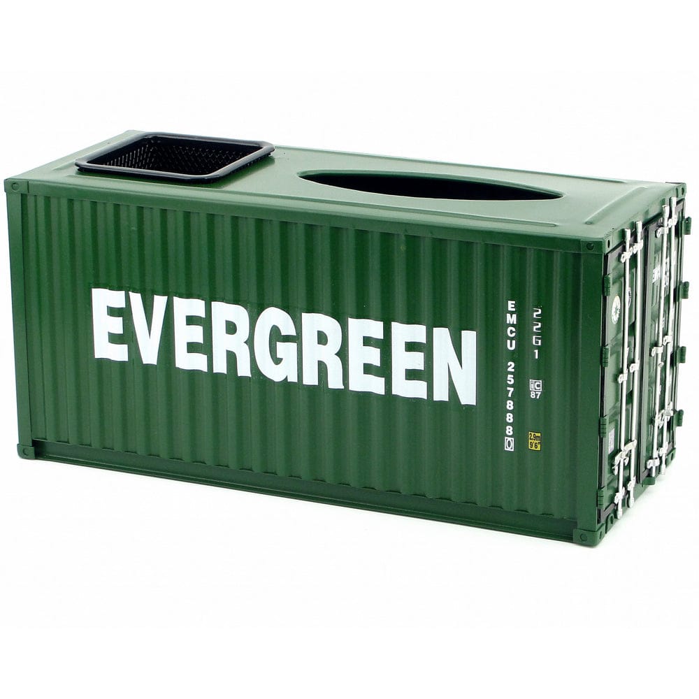 Patoak Penholder-Green Iron Shipping Container Model Tissue Box 1：20