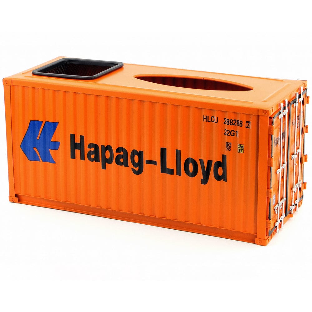 Patoak Penholder-Orange Iron Shipping Container Model Tissue Box 1：20