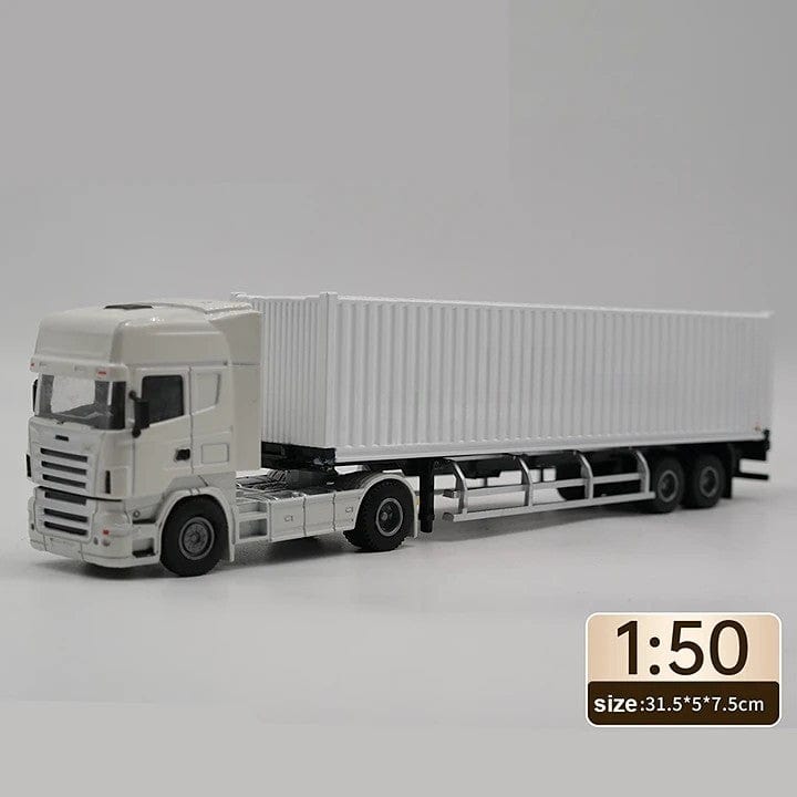 Patoak White Custom Alloy Simulation Container Model Truck 1:50-White Truck Cab