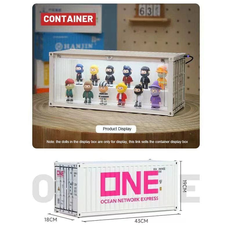 Patoak White Shipping Container Model Lighting Display Box