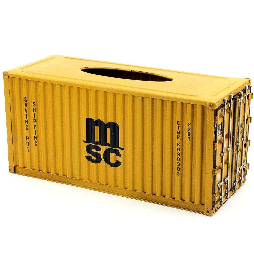 Patoak Yellow Iron Shipping Container Model Tissue Box 1：20